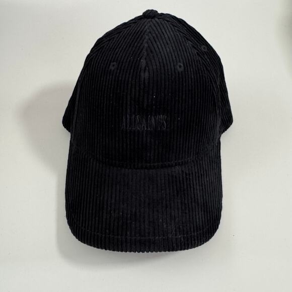 NWOT ALLSAINTS Black Corduroy Monochromatic Baseball Cap Hat One Size - Picture 1 of 5